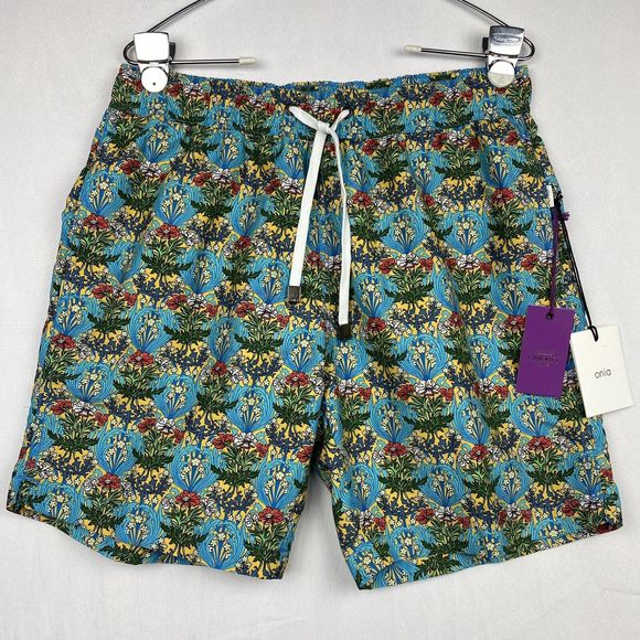 NWT Onia Mens Small Charles 7 Swim Trunks Floral Coral Vines Liberty Lined $225 - Picture 1 of 16